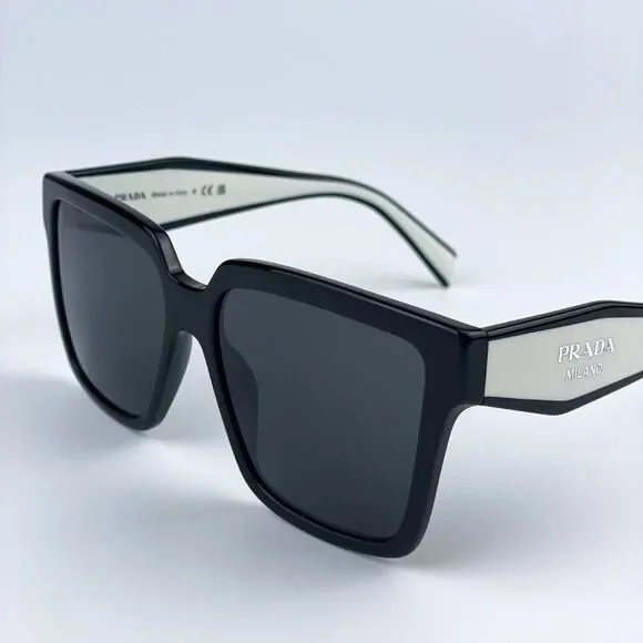 NEW Prada PR24ZS 1AB5S0 Black Dark Grey Square Oversized Women Sunglasses - Picture 8 of 16